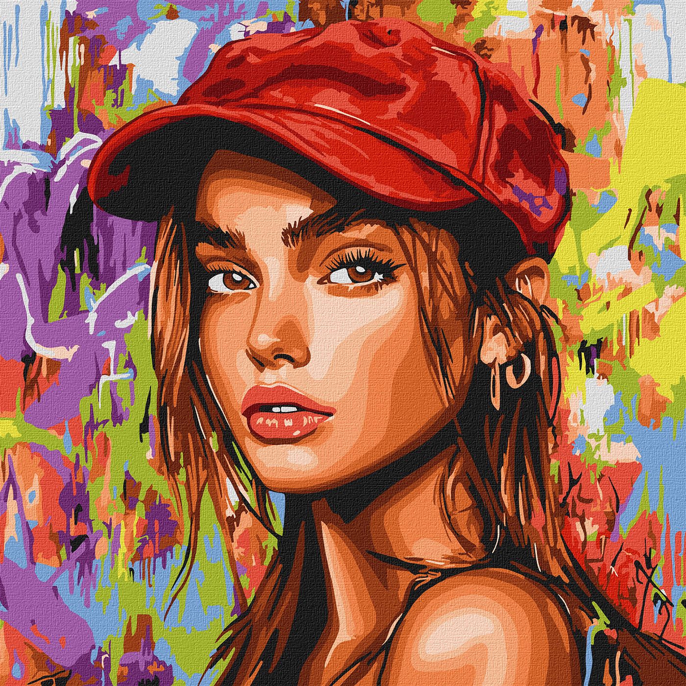 Картини по номерах акрил. "Сучасна Червона шапочка" 40х40см №KHO8600/Ідейка/ — фото товару | Канцелярський Сад