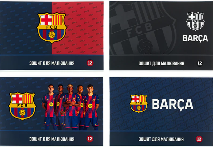 Зошит для малюв. на скобі 12/100 А4 "FC Barcelona" гібр. лак+УФ №BC26-241/Kite/(20)(160) — фото товару | Канцелярський Сад