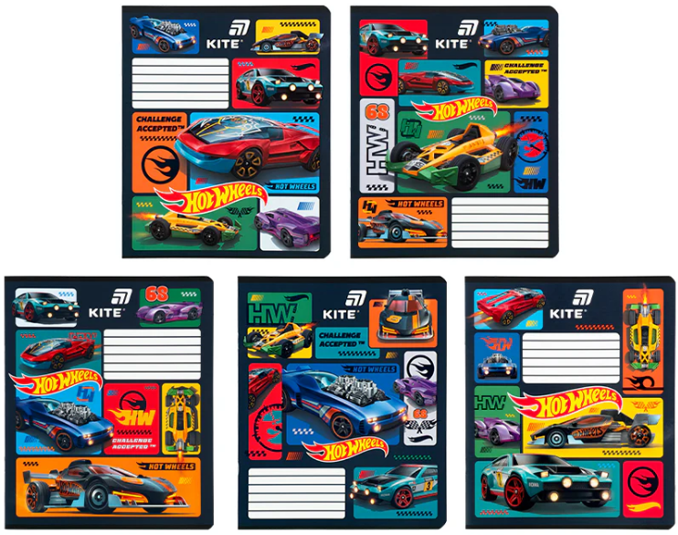 Зошит 12арк. лін. "Kite" софт тач + УФ лак Hot Wheels №HW26-234(25)(560) — фото товару | Канцелярський Сад