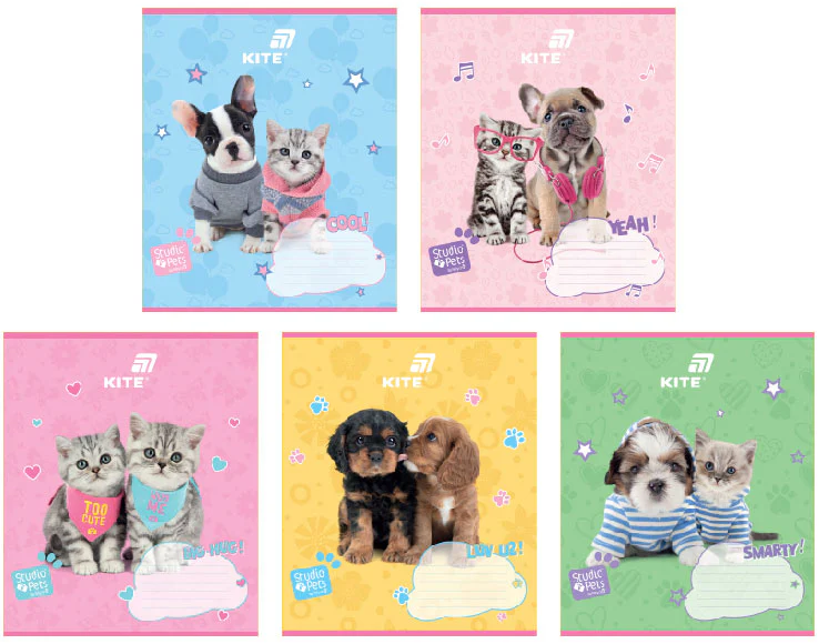 Зошит 12арк. лін. "Kite" УФ лак + глітер Studio Pets №SP26-234(25)(600) — фото товару | Канцелярський Сад