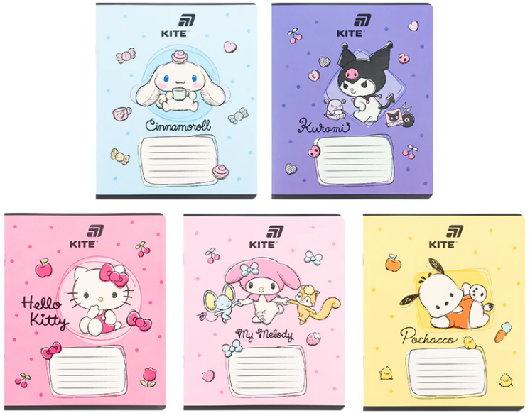 Зошит 18арк. кліт. "Kite" софт тач + УФ лак Hello Kitty MIX-2№HK26-236-2(20)(400) — фото товару | Канцелярський Сад