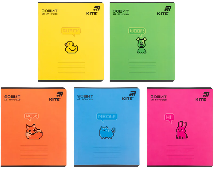 Зошит 18арк. лін. "Kite" софт тач + УФ лак об'ємний №K26-237-1(20)(400) — фото товару | Канцелярський Сад
