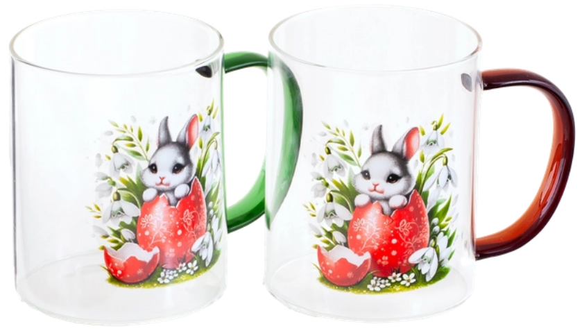Набір чашок скло (2шт) 430мл "Viva Easter Rabbit" №BCR80100H(12) — фото товару | Канцелярський Сад