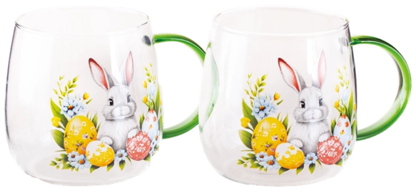 Набір чашок скло (2шт) 420мл "Viva Easter Rabbit" №BCR7590R(16) — фото товару | Канцелярський Сад