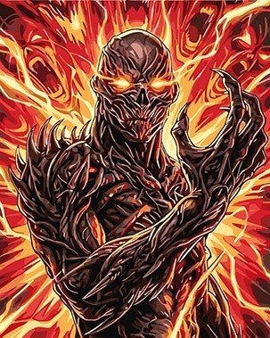 Картини по номерах акрил. "Вогняне прокляття" 40х50см №KHO5220/Ідейка/ — фото товару | Канцелярський Сад