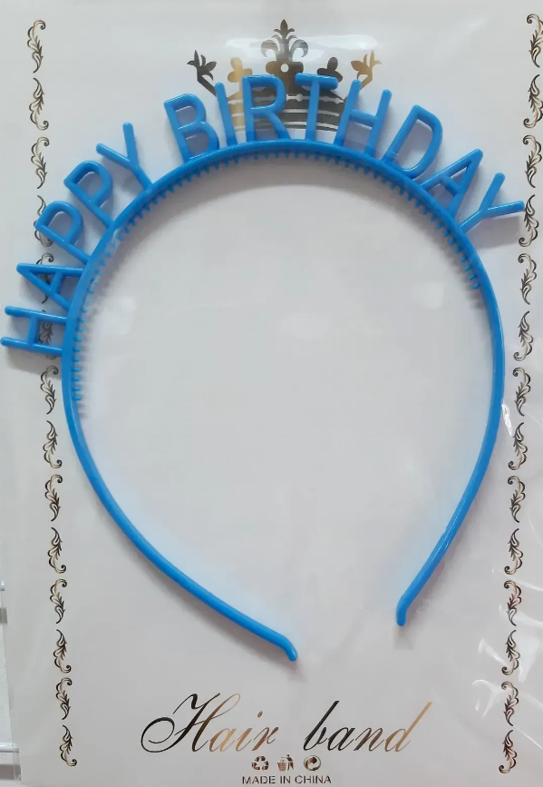 Обруч для волосся "Happy birthday" блакитна пастель №15825(20) — фото товару | Канцелярський Сад