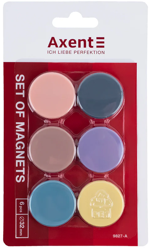 Набiр магнітiв "Axent" №9827-A Morandi 32мм (6шт)(24) — фото товару | Канцелярський Сад